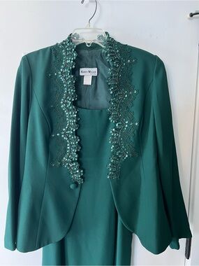 2 Piece Blazer and Dress Karen Miller Green Size 10